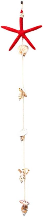 IMIKEYA Hanging Starfish Wall Decor Nautical Starfish Seashell Wall Hanging Ornaments Decoration for Party Bedroom Christmas Tree Home Decor, Red