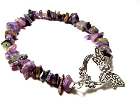 Purple Agate stone chips 8 inch strand bracelet