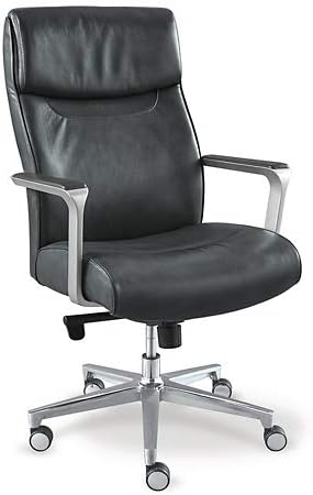 LaZBoy Lombard Leather Executive Chair Black Cow Top Leather/Steel Base