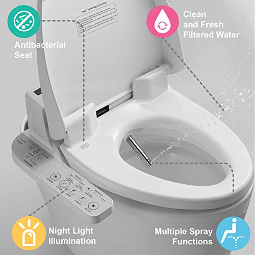 Cascadia Smart Toilet Seat with Arm Control Panel by Pacific Bay - Features Bidet, Instant Heating Water, a Heated Seat, Multiple Cleaning Settings, a Heated Dryer, and a Deodorizer - NEW 2019 Model