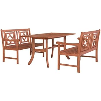 Amazon Com Vifah V189set43 Tivoli Outdoor 3 Piece Wood Patio