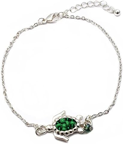 Sealife Summer Theme Bead Link Anklet Turtle Green