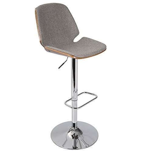 Serena MidCentury Modern Adjustable Barstool Gray LumiSource BrickSeek