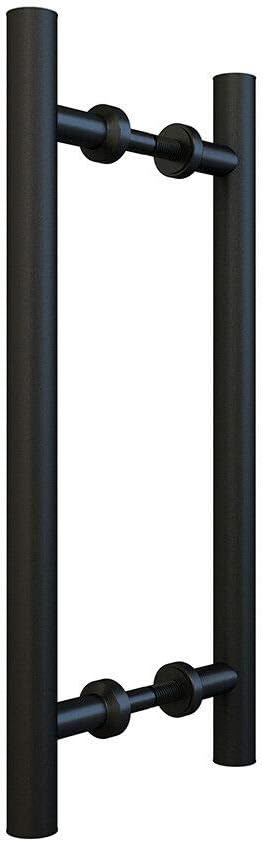 JUBEST 15 13/16 inches Smooth Finish Flat Black Back to Back Pipe Handle Pull Set for Sliding Barn Door