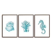 3 Piece Framed Canvas Wall Art Simple Seabed Elements Canvas Prints Home Artwork Decoration for Living Room,Bedroom - 16