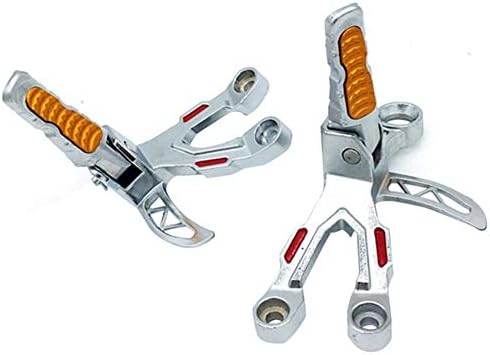 Aluminum Rear Wheel Motorcycle Racing Travel Sports Electric Bicycle ATV Bracket For Yamaha Honda Foot Pegs Foot Pegs dsiaswa (Color : Silver)