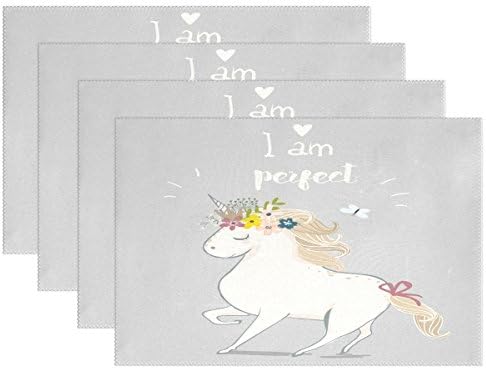 Cartoon Unicorn Floral Place Mat Table Mat for Kitchen Dining Room Heat Insulation Anti-skid Home Decor by MOCK ST Place Mat 12 x 18 inches 1 Piece