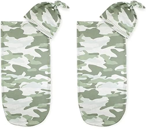 Itzy Ritzy Cocoon & Hat Swaddle Set, Cutie Cocoon Includes Name Announcement Card & Matching Jersey Knit Cocoon & Hat Set, Perfect for Newborn Photos, for Ages 0 to 3 Months, Green Camo (Pack of 2)
