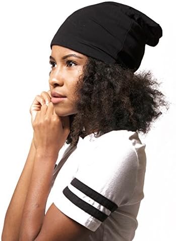 ADAMA Satin Lined Jersey Beanie, Black