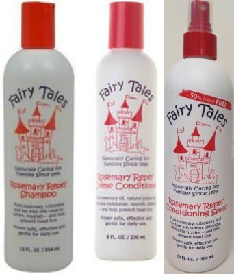 Fairy Tales DUO Rosemary Repel Creme Shampoo, 12 fl.oz.+Fairy Tales Rosemary Repel Leave-In Conditioning Spray 12oz+Fairy Tales Rosemary Repel® Creme Conditioner 8 oz.