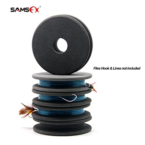 SAMSFX Tippet Holder Fly Fishing and Rigging Foam Spools Sponge Combo for Line Leader Organizer Storage Accessories (5PCS Rigging Foams Black - 70mm) - Thumbnail 3