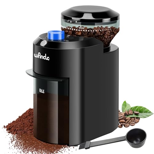 Wancle Electric Burr Coffee Grinder - Adjustable with 28 Precise Grind Settings for 12 Cups - Professional Coffee Bean Grinder (Plastic, Black+Blue)