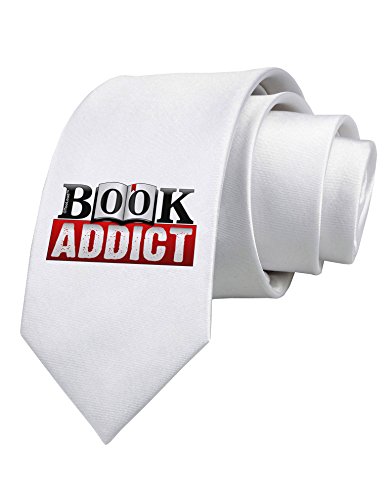 TooLoud Book Addict Printed White Neck Tie
