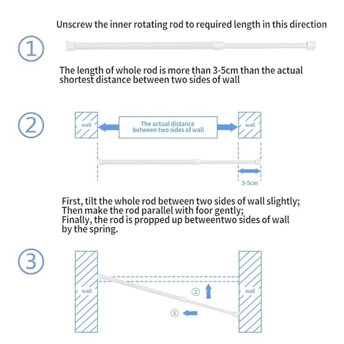 Minnhua 6 x 30-50 cm Pressure Curtain Rods, Extendable without Drilling Adjustable Curtain Rod for Windows, Living Room, Shop, Wardrobe