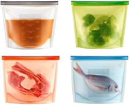 Catchmoney Reusable Vacuum food Zipper Bags,Food Sealer Silicone Storage Bag for Container Kitchen Fridge,1 pcs Ziplock Food Bag (Transparent)