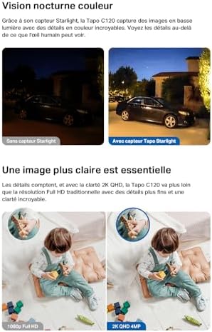 C120 Caméra Surveillance WiFi intérieure ou extérieure, QHD 4MP, Étanche IP66, Détection intelligentes de l'IA, Base magnétique, Double projecteur, Vision Nocturne, Audio Bidirectionnel
