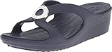 crocs Women's Sanrah Beveled Circle W Wedge Sandal, Navy/Navy, 7 M US