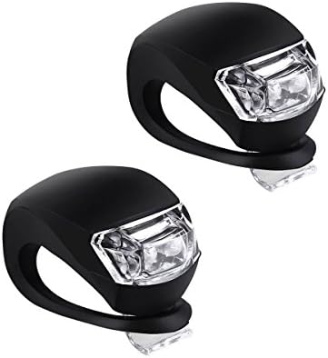 Bicycle Light, Front and Rear Silicone LED Bike Light Set, Water Resistant Headlight, Taillight for Cycling Safety (Black, Pack of 2)