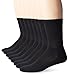 MediPEDS Men's Extra Wide Non-Binding Top Crew Socks with Coolmax Fiber 8 Pairs, Black, Shoe Size: 12-15