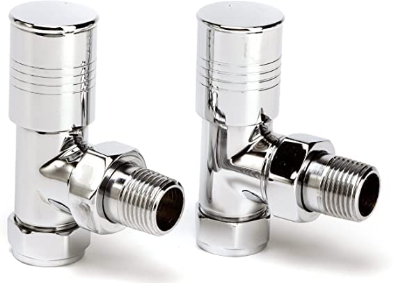 Greened House Arezzo Angled Chrome Finish Brass Radiator Valve/Towel Rail Valve 1/2" /15mm