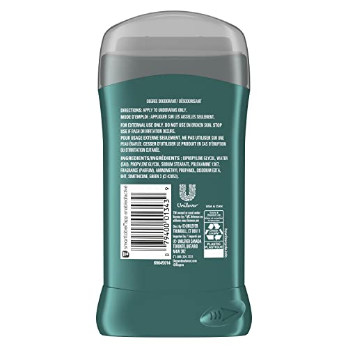 DEGREE MEN ORIGINAL ALUMINUM FREE DEODORANT FOR MEN, 48-HOUR ODOR PROTECTION, ARCTIC EDGE 3 OUNCE (PACK OF 6)