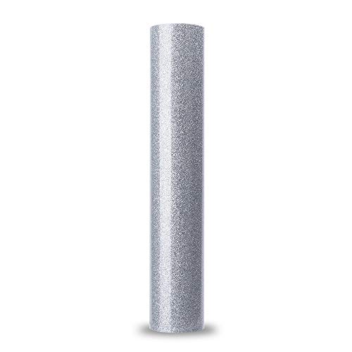 tiptopcarbon Glitter Heat Transfer Vinyl Iron on HTV Vinyl for Tshirt Garment Bags 12"x40" Silver