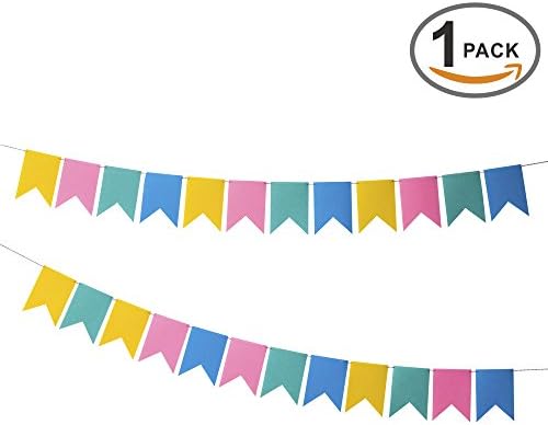 12 Pcs/ 8.2 Feet (1 Pack) Felt Fabric Banner, Vintage Multicolor Bunting Flags, DIY Decoration Banners for Birthday Party, Wedding, Baby Shower, Window Decorations, Children's living room decoration