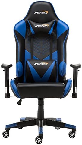 WENSIX Ergonomic High Back Computer Gaming Chair for PC Racing Chairs with Adjustable Headrest and Backrest (Blue/Black)