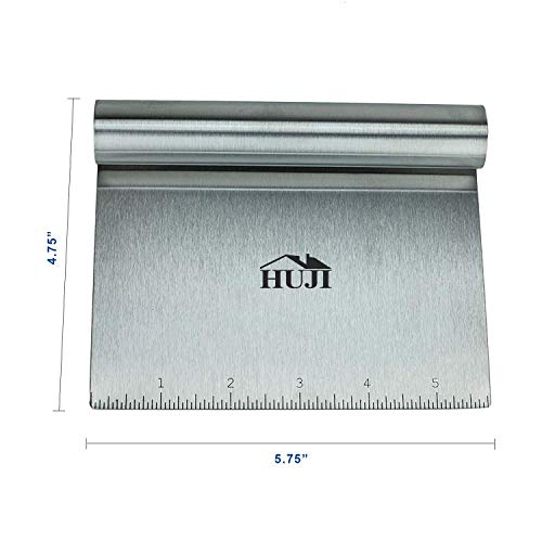 HUJI Stainless Steel Mirror Polished Dough Cutter Scraper Chopper Kitchen Tool (1, Dough Cutter 5.75" X 4.75")
