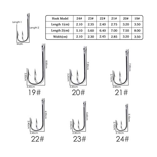KKAAMYND 50pcs Edelstahl 19# -28# Süßwasser Carbon-Weiß-Köder-Halter Fishhook Angelhaken Set Köderhalter Angelhaken – Bild 5
