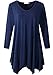 LARACE Plus Size Tops for Women Tunic Asymmetrical Dress Shirts 3/4 Sleeve V Neck Flowy Ladies Clothes for Leggings(Navy Blue 3X)