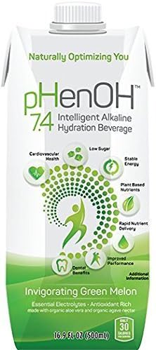 Phenoh Alkaline Beverage Invigorating, Green Melon, 16.9 oz, Case of 12