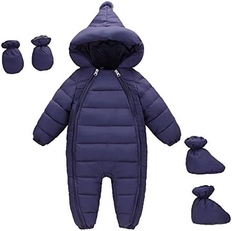 MissChild Snowsuit Baby Boy Girl Winter Warm Rompers Jumpsuits with Gloves Footies for Newborn