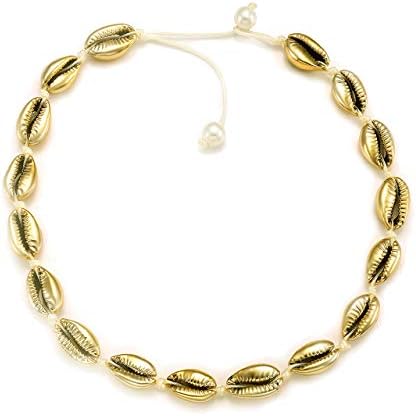 HSWE Pearls Cowrie Shell Choker Necklace for Women Puka Shell Necklace Seashell Necklace for Girls Adjustable Handmade Hawaiian Jewelry
