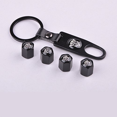 Set of 4 Car Tire Valve Stem Air Caps Cover + Keychain For Autobot Transformers
