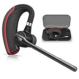 Bluetooth Headset HONSHOOP Bluetooth 5.0 Noise Reduction Bluetooth Earpiece in Ear Wireless Headphones Mic Earphones Business/Workout/Driving BlackRed