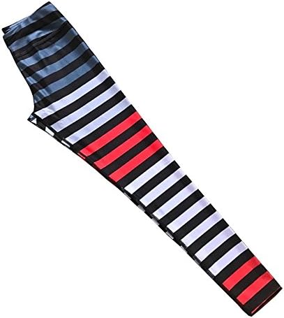 Power Flex Yoga Pants Workout Leggings Pants High Waist Striped Yoga Leggings For Women (L,Red stripe)