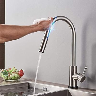 Kitchen Sink Tapstapspull Out Sensor Kitchen Faucet Brushed Gold