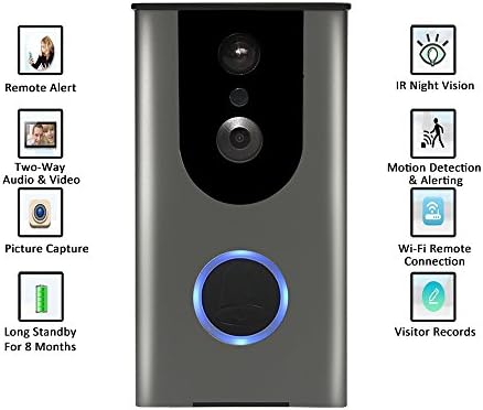 Zology Wi-Fi Enabled Video Doorbell,Answer the Door From Anywhere 720HD Video Motion-Activated Alert Two-way Talk and Night Vision