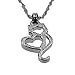 Lovely Cat Tail Pet Lover Silver Crystal Iced Out Heart Pendant Perfect I Love You Necklace Jewelry Gift