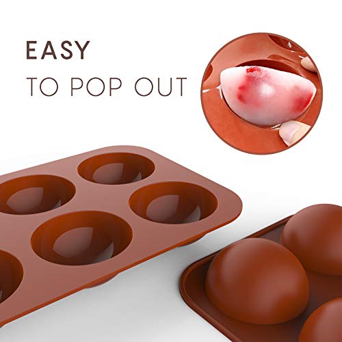 2Pack 6 Holes Chocolate Making Silicone Mold, Round Shape Silicone Mold, For Cake, Jelly, Pudding, Hot Chocolate Bomb