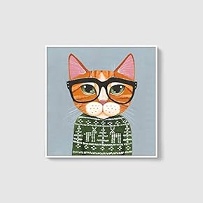 Framed Canvas Wall Art for Living Room, Bedroom Whimsical Animal Illustration XII Canvas Prints for Home Decoration Ready to Hang - 16x16 inches