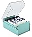 Acrimet 4 x 6 Card File Holder Organizer Box Metal Base Heavy Duty (AZ Index Cards and Divider Included) (Green Color with Clear Crystal Plastic Lid Cover)