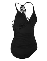 Hilor traje de baño de una pieza con cuello halter y cuello de macramé para dama