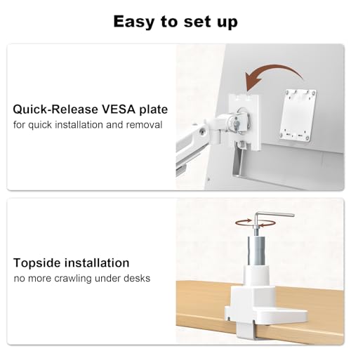 Dual Monitor-Arm Heavy-Duty for 17-49-inch Screens - Vertical Stacked Dual Monitor Mount Stand for Ultrawide Screens up to 44lbs, Aluminum,Full Motion, VESA 75/100 mm, White