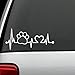 Bluegrass Decals Pet Paw Heartbeat Lifeline Dog Decal Sticker (White, 7.5