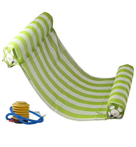 Kayla Water Floating Hammock Portable Swimming Pool Mat Inflatable Pool Lunger Float Hammock Pool Air Mat Pool Float Recliner with Inflatable Rafts Green (Green)