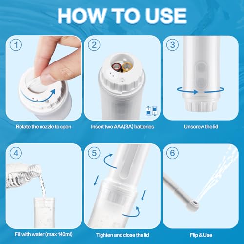 ANNWA Portable Bidet 140ML, IPX6 Personal Bidet Toilet Handheld Bidet, Mini Foldable Handheld Personal Travel Bidet, Noise Bidet Portable with 180°Round Head(شطاف المسافر)