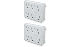 OSKOS 6 Outlet Triple Extender, 3 Prong Grounded Wall Tap, Multiple Outlet Adapter Plug for Travel Home Hotel Office, ETL Listed, 2 Pack
