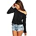 Sunward Sexy Womens Off-shoulder Strapless Long Sleeve Shirt Casual Blouse Tops (XL, Black)
